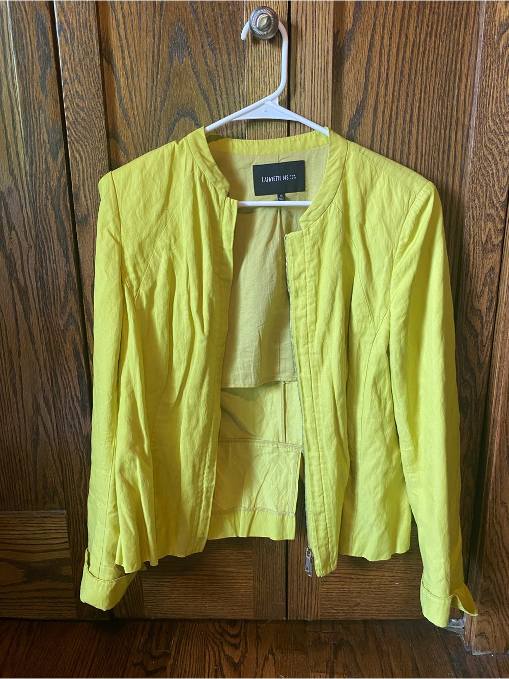 lafayette 148 New York zip front blazer with padded shoulders